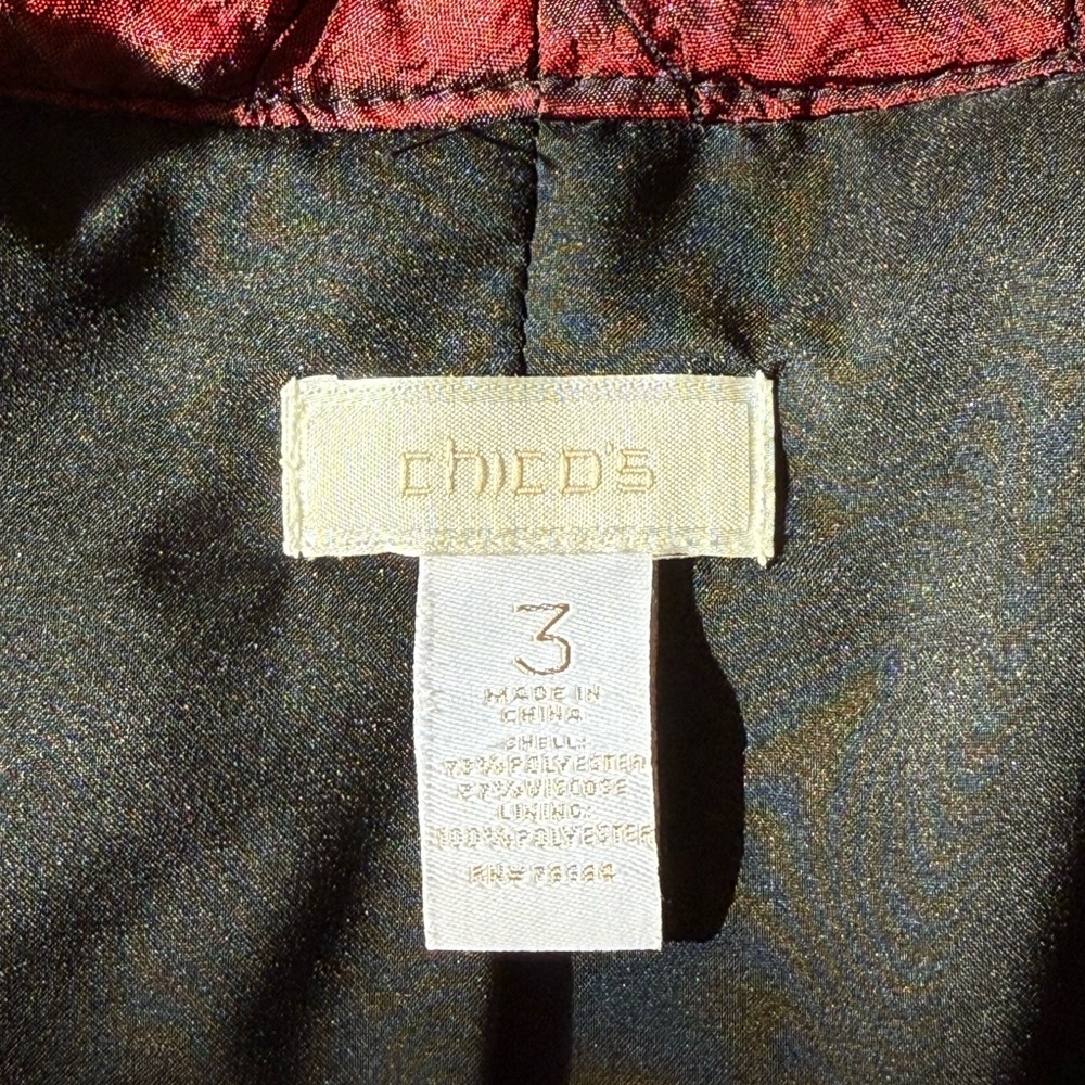 Chico's Deep Burgundy Textured Blazer Size 16 (Chico’s size 3) - Picture 14 of 16